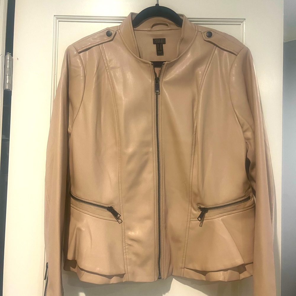 Faux leather jacket with peplum